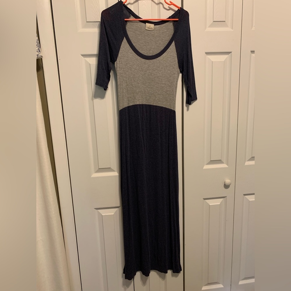 Soft Comfy Casual navy and heather maxi dress